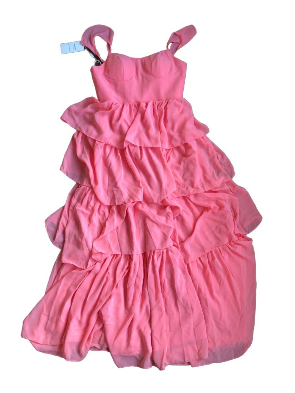 Imcactor Ruffle Tiered Coral Lace-Up Corset Chiffon Bridesmaids Prom Gown